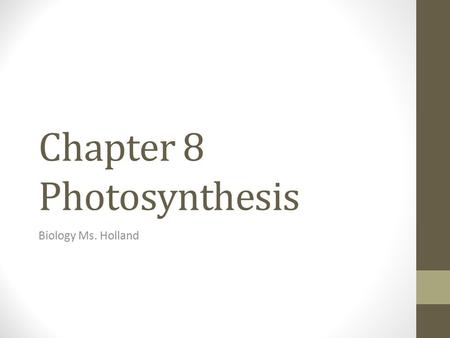 Chapter 8 Photosynthesis Biology Ms. Holland. Important !!!!!!!! Copy down Info from the next slide entitled Heterotrophs vs. autotrophs on back of the.