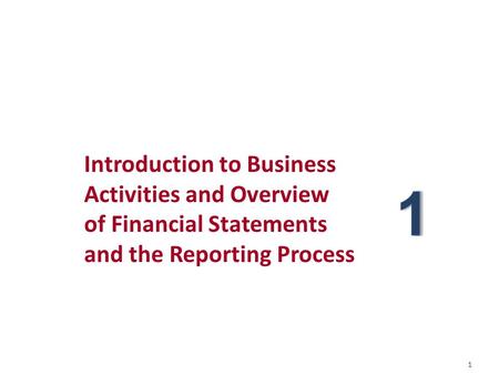 Introduction to Business Activities and Overview of Financial Statements and the Reporting Process 1.