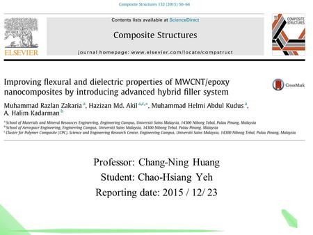 Professor: Chang-Ning Huang Student: Chao-Hsiang Yeh Reporting date: 2015 / 12/ 23.