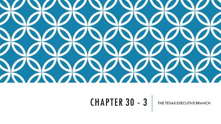 CHAPTER THE TEXAS EXECUTIVE BRANCH. THE GOVERNOR GOVERNOR – HEAD OF EXECUTIVE BRANCH, ENFORCES THE LAWS OF TEXAS EXECUTIVE BRANCH – LT. GOVERNOR,