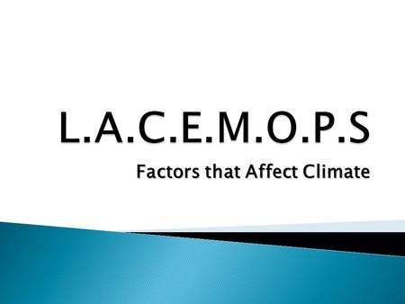 Factors that Affect Climate.  Pattern of weather over a long period of time.