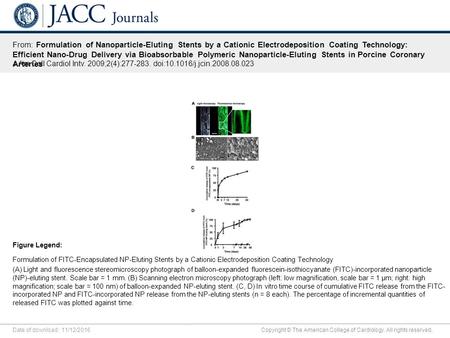 Date of download: 11/12/2016 Copyright © The American College of Cardiology. All rights reserved. From: Formulation of Nanoparticle-Eluting Stents by a.