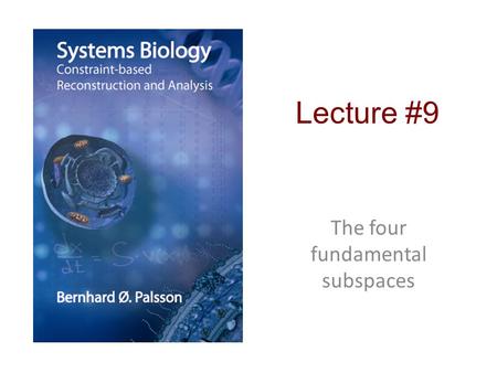 Lecture #9 The four fundamental subspaces. Outline SVD and its uses SVD: basic features SVD: key properties Examples: simple reactions & networks Genome-scale.