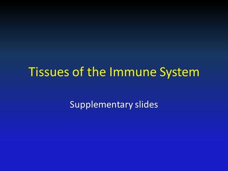 Tissues of the Immune System Supplementary slides.