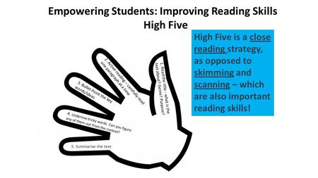 1. Read the title - what is the text about? Genre? Purpose? 2. Active reading – carefully read one paragraph at a time 4. Underline tricky words. Can you.