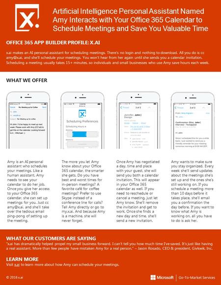 Artificial Intelligence Personal Assistant Named Amy Interacts with Your Office 365 Calendar to Schedule Meetings and Save You Valuable Time OFFICE 365.