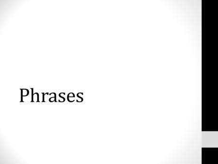 Phrases. Types of Phrases Preposition Starts with a preposition Ends with a noun or pronoun.