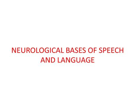 NEUROLOGICAL BASES OF SPEECH AND LANGUAGE. PowerPoint Outline:** I. Introduction II. Components of the central nervous system III. Cerebellum IV. Cerebrum.