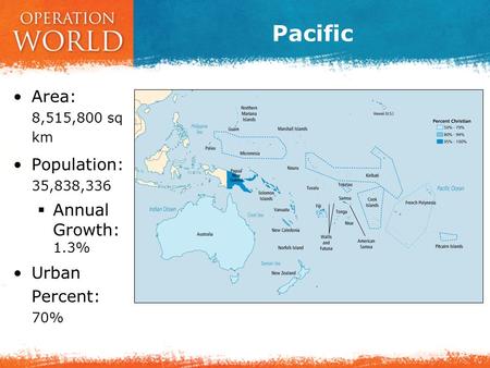 Pacific Area: 8,515,800 sq km Population: 35,838,336  Annual Growth: 1.3% Urban Percent: 70%