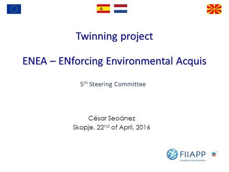 Twinning project ENEA – ENforcing Environmental Acquis César Seoánez Skopje, 22 nd of April, th Steering Committee.