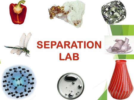 SEPARATION LAB. Purpose The main purpose of this lab is to give you experience with techniques for separating different kinds of matter based on their.