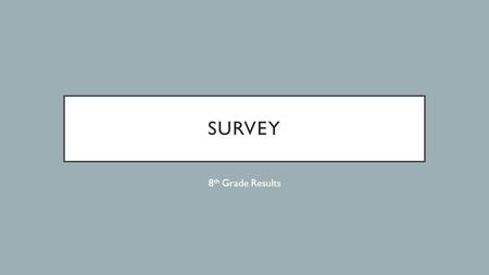 SURVEY 8 th Grade Results. WHAT DO YOU DO ONLINE? Listen to music97% Instant Message/Chat88% Use social media88% Watch streaming TV or videos84% Do work/homework69%