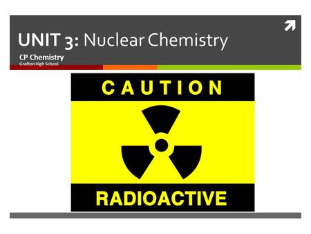  UNIT 3: Nuclear Chemistry CP Chemistry Grafton High School.