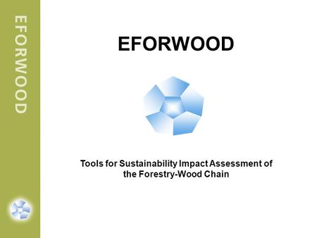 EFORWOOD Tools for Sustainability Impact Assessment of the Forestry-Wood Chain.