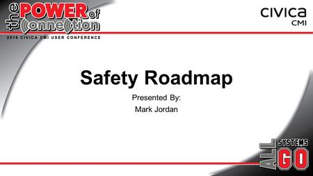 Safety Roadmap Presented By: Mark Jordan. Agenda Civica CMI Product Family Safety Products Product Development Life Cycle.