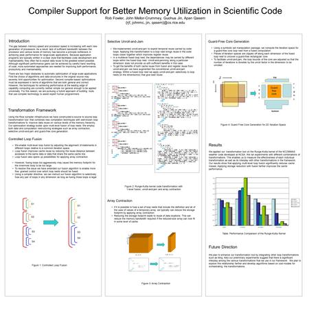 Compiler Support for Better Memory Utilization in Scientific Code Rob Fowler, John Mellor-Crummey, Guohua Jin, Apan Qasem {rjf, johnmc, jin,