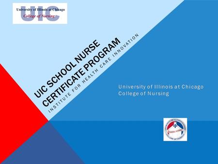 UIC SCHOOL NURSE CERTIFICATE PROGRAM INSTITUTE FOR HEALTH CARE INNOVATION.