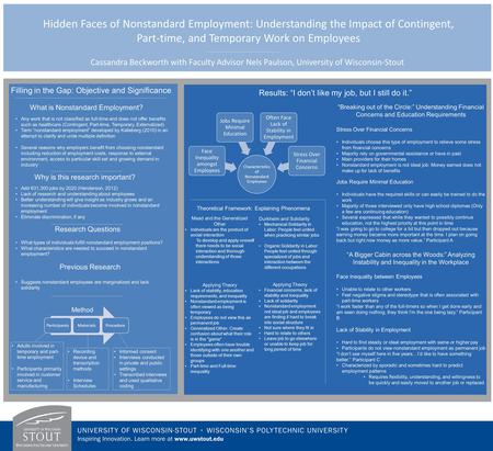 Hidden Faces of Nonstandard Employment: Understanding the Impact of Contingent, Part-time, and Temporary Work on Employees Cassandra Beckworth with Faculty.