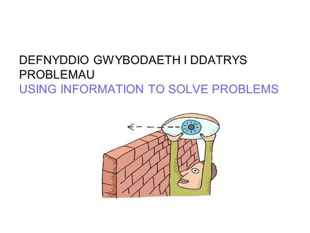 DEFNYDDIO GWYBODAETH I DDATRYS PROBLEMAU USING INFORMATION TO SOLVE PROBLEMS.