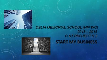 DELIA MEMORIAL SCHOOL (HIP WO) 2015 – 2016 C &T PROJECT S.3 START MY BUSINESS.