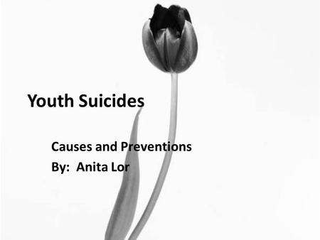 Youth Suicides Causes and Preventions By: Anita Lor.