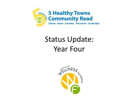 Status Update: Year Four. What Is A Community Read Local event in which the whole community participates by reading the same book Small discussion groups.