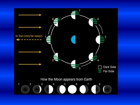 So if we start at the new moon picture, we wax until the full moon. From the full moon, we wan until the new moon.