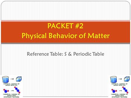 PACKET #2 Physical Behavior of Matter Reference Table: S & Periodic Table.