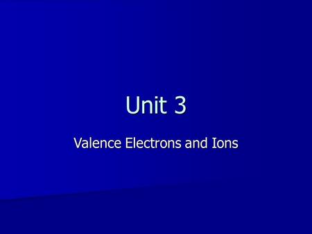 Unit 3 Valence Electrons and Ions. Subatomic Particles In an atom Protons and neutrons are clumped together in a very small dense nucleus In an atom Protons.