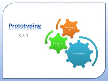 Prototype 3 Prototype 2 Prototype What is prototyping? Types of prototyping: – Evolutionary – Throw-away Good and Bad points to prototyping.