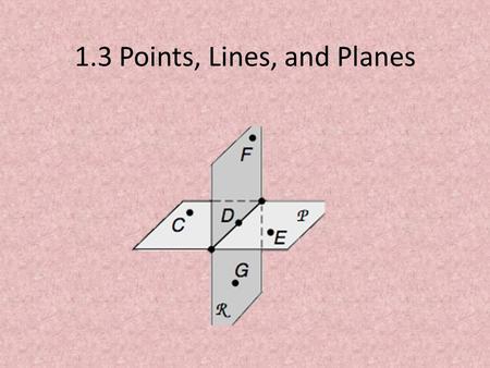 1.3 Points, Lines, and Planes. Points _____________________________________ _____________________________________ It has no __________ Represented by.