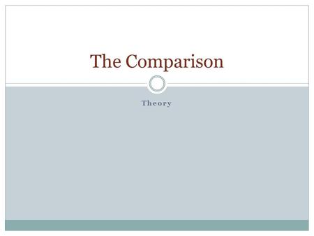 Theory The Comparison. When we talk about the comparison we have to study the following degrees: The Comparative degree The Superlative degree.