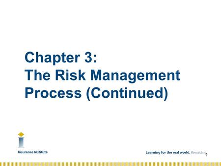 Chapter 3: The Risk Management Process (Continued) 1.