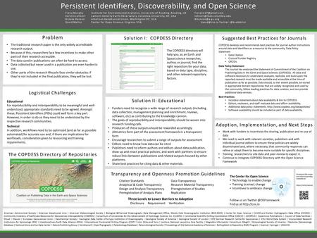 At the end of each trial, the correct category was revealed and the subjects recorded the accuracy of their category guess. Persistent Identifiers, Discoverability,