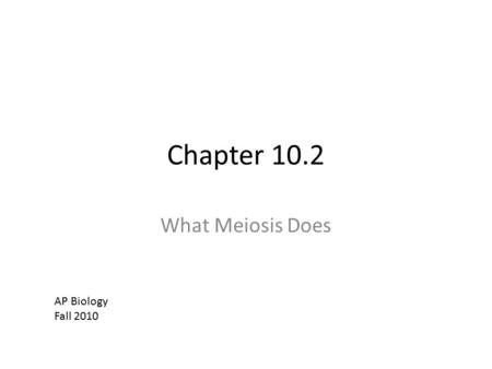 Chapter 10.2 What Meiosis Does AP Biology Fall 2010.