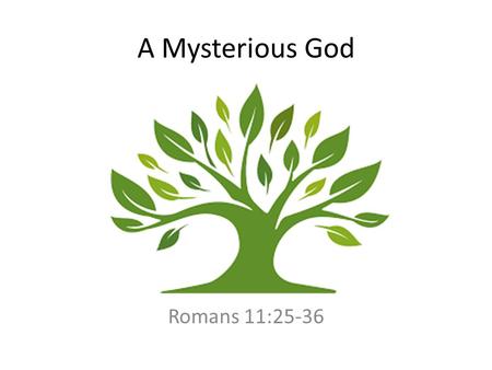 A Mysterious God Romans 11: Mystery (Secret) in Bible I do not want you to be ignorant of this mystery, brothers and sisters………until the full.