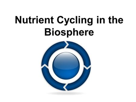 Nutrient Cycling in the Biosphere. Nutrient Cycles Cycling maintains homeostasis (balance) in the environment. 3 cycles to investigate: 1. Water cycle.