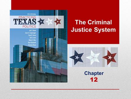 The Criminal Justice System Chapter 12. Elements of the Criminal Justice System  Criminal Justice Law  Texas criminal justice system: The system of.