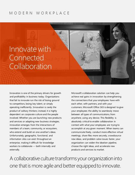 MODERN WORKPLACE Innovate with Connected Collaboration.