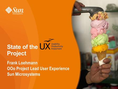 1 1 State of the Project Frank Loehmann OOo Project Lead User Experience Sun Microsystems.