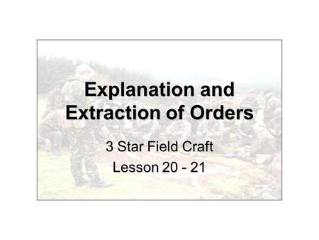 Explanation and Extraction of Orders