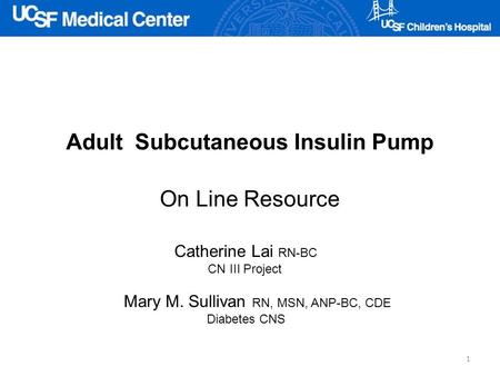 Adult Subcutaneous Insulin Pump On Line Resource