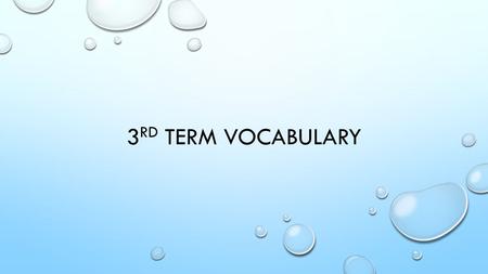 3 RD TERM VOCABULARY. ACID VINEGAR SUBSTANCE THAT RELEASES H+ IONS AND PRODUCES HYDRONIUM IONS WHEN DISSOLVED IN WATER.