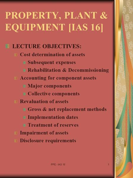 PROPERTY, PLANT & EQUIPMENT [IAS 16]