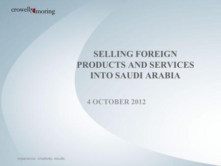 Selling Foreign products and services into saudi arabia