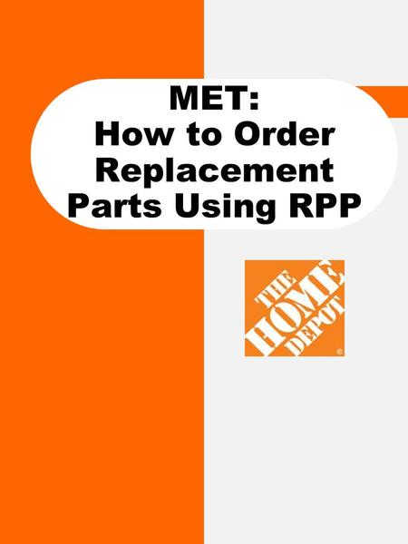 MET: How to Order Replacement Parts Using RPP