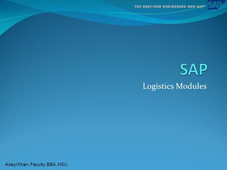 SAP Logistics Modules 1.