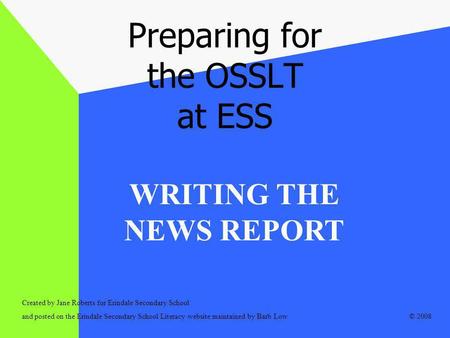 Preparing for the OSSLT at ESS