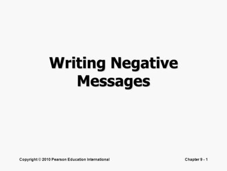 Writing Negative Messages