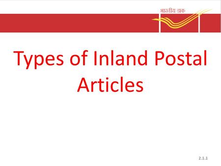 Types of Inland Postal Articles